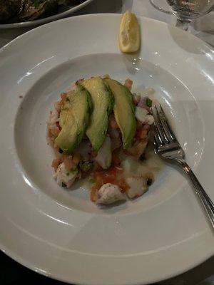 Shrimp fish ceviche. Started