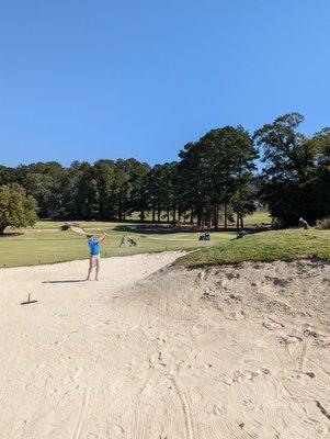 4th hole, greenside bunker. Jason holed it from there!