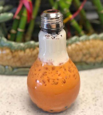 Light bulb Thai tea with sea salt sea cream