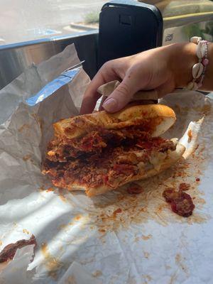 8" Chicken Parm Philly, Half-eaten (I couldn't help myself)