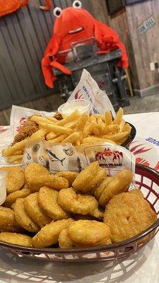 Fried Pickles and Wings with Fries Combo