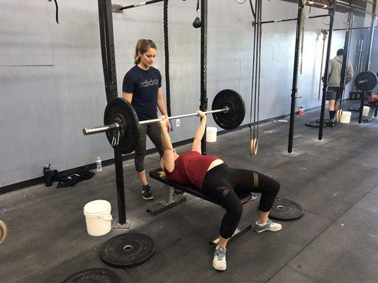 Pregnant wife bench press