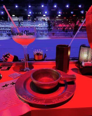 Margarita in souvenir glass and place setting