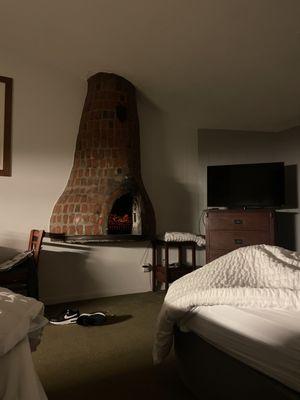 Chimney inside the room.