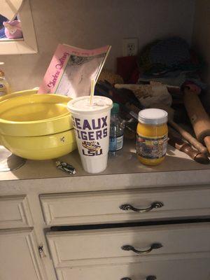 All her lunch and glasses she left for grieving family to clean up