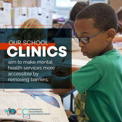 Our school clinics have a mission to break down barriers and make mental health services accessible to all.