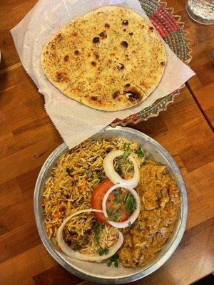 Butter chicken and biryani combo and garlic naan