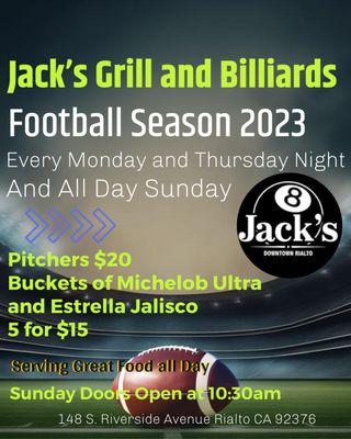 Football Season 2023 Drink Specials