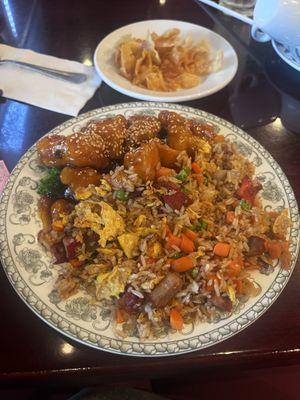 Sesame Chicken Lunch with pork fried rice