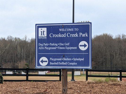 Which is where at Crooked Creek Park, Indian Trail