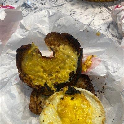 This was an croissant with egg and cheese. It is burned to ashes and not eatable.. such a waste of money. Not recommending