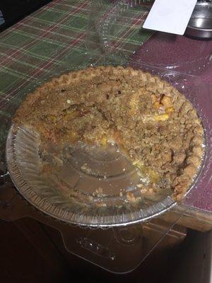 Peach Crumble Pie (what is left so far)