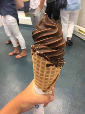 Chocolate Ice Cream on a Waffle Cone!