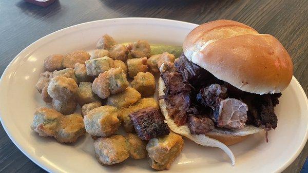 Limited Ltd. Reserve Burnt Ends sandwich and fried okra