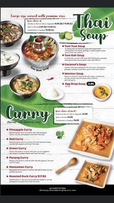 Soup and Curry menu