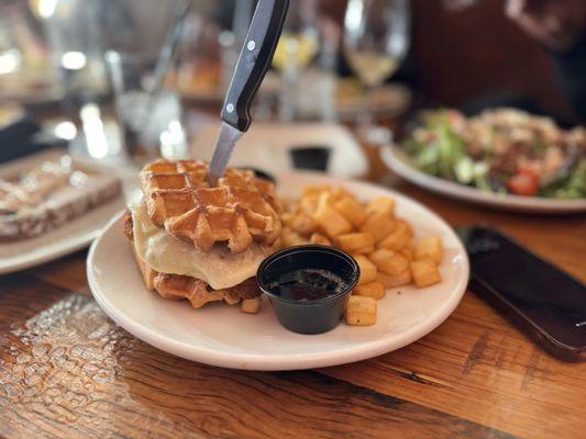 Spicy chicken and waffles