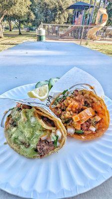 Taco de adobada and taco de birria (get this!)