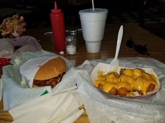 Double bacon cb with cheesy tots!