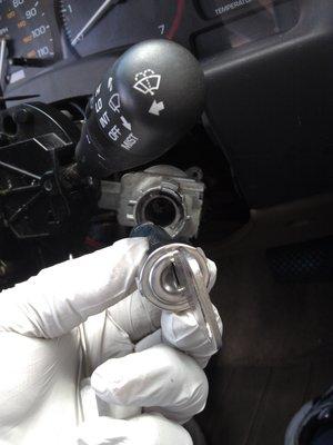 The ignition lock removed.