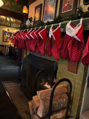 Fireplace. Nice and cozy on a icy day like today. Ordered a few beers, a burger and fish & chips.