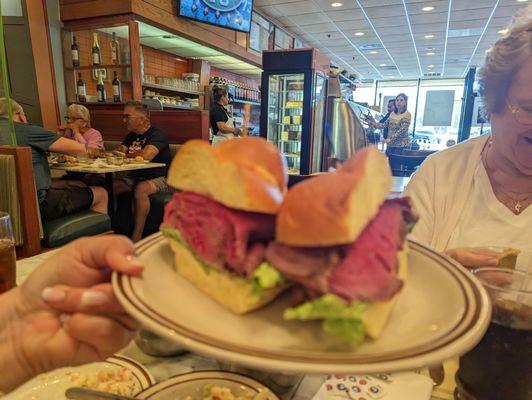 Whole roast beef sandwich