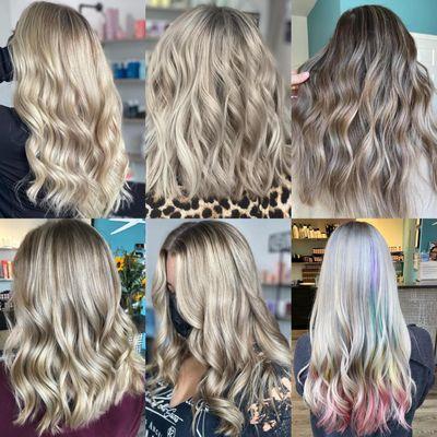 Blonde highlights, fun peekaboo colors