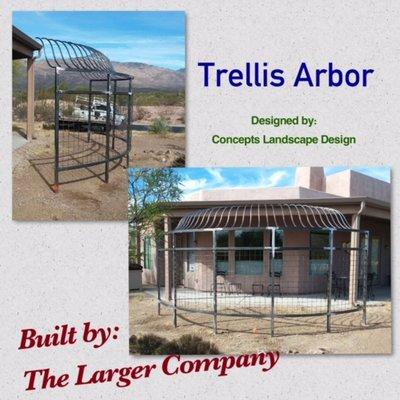 An Arbor you can use for a trellis to shade or divide an area for privacy. Wrought Iron and Landscape design merged.