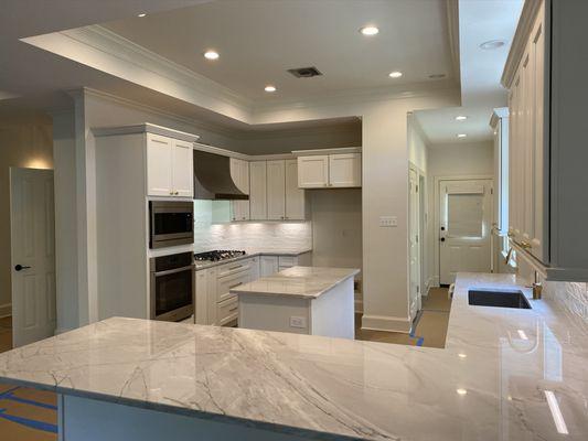 A complete kitchen transformation as part of an Old Metairie water damage restoration project.