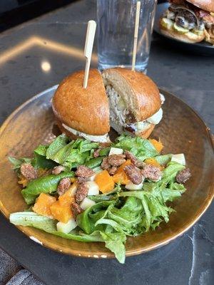 Waldorf chicken salad with side salad