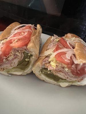 Hoagie of the Week: Santa Fe Turkey, peppered ham, provolone cheese with mayo, pickles, sweet peppers fried long hots, and L.T.O.