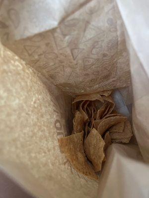 Wow chipotle. They used to give you lots of chips. Chips used to last a few days! Now they barely give you anything. crumbs!