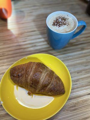 Ham and cheese croissant and horchata latte