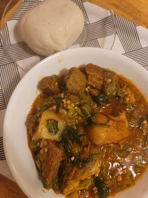 Okra Stew with $5.00 extra goat(This is how it should be without extra goat).