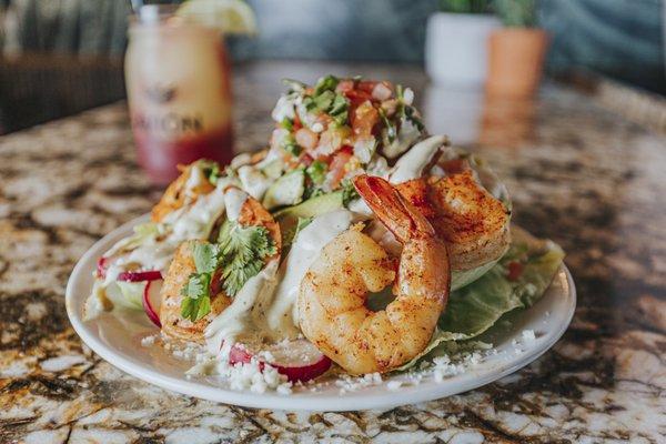 Jefes Wedge Salad with Shrimp