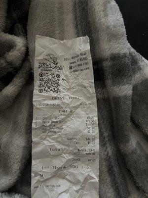 My receipt they gave me