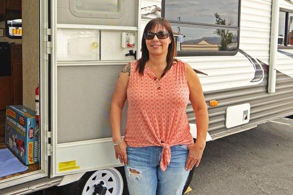 Elizabeth spent some of her Memorial Day holiday picking up the travel trailer she just bought!