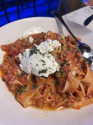 Bolognese with ricotta