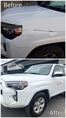 Safari park 2016 Toyota forerunner with front end damage new headlamp and left fender replacement.