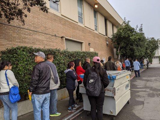 Queue at 8:30am. Goes around the building too!