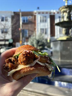 fried chicken donut sandwich