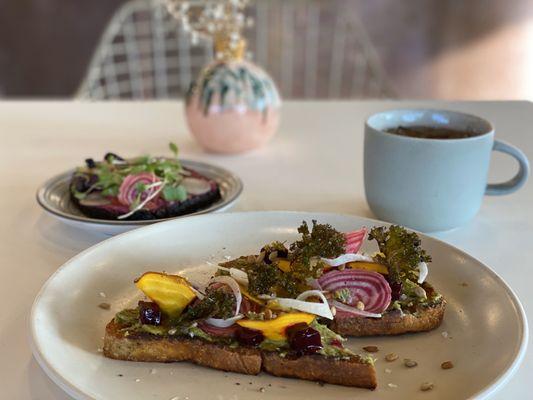 Pickled fennel and beet toast