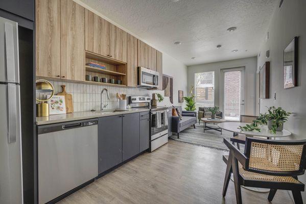 Kitchen with stainless steel appliances