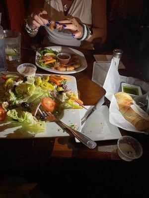 Eating by phone flashlight! And we were NOT only ones. And those freaky baby carrots.