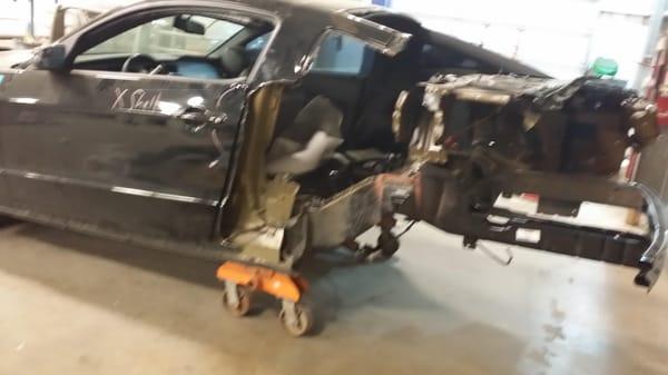 This is our 2014 after teardown, on a roll around with rear suspension removed.