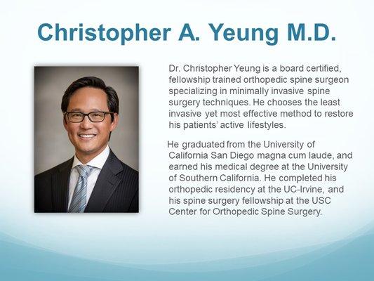 Dr. Christopher Yeung's background!