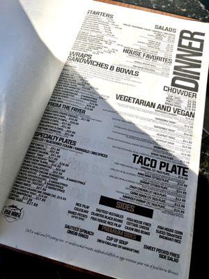 Menu... one page of it.