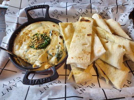 Cashew Chhese, Spinach, and  Flatbread