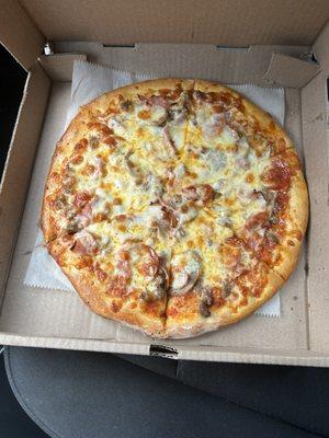 12" meet lovers with extra cheese.