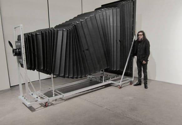 Halim Al Karim with his 23 ft long hand-made camera.