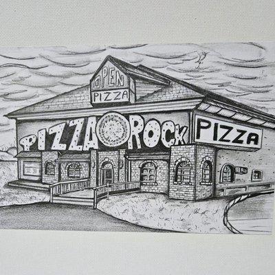 This is a free hand sketch of Pizza The Rock